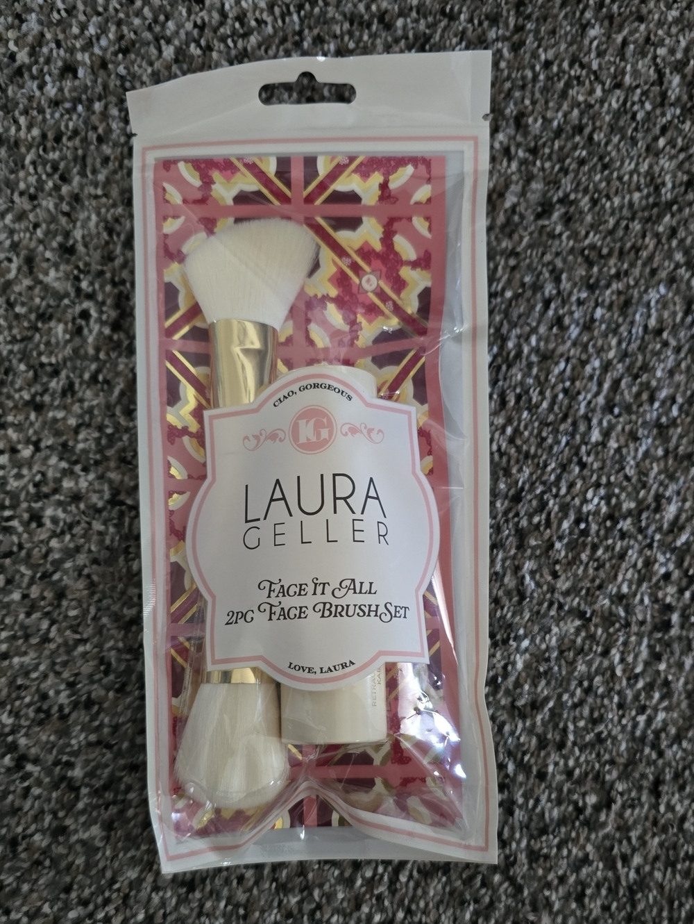 NEW Laura Geller Face It All 2 Pc Face Brush Set Retractable Kabuki & Sculpting